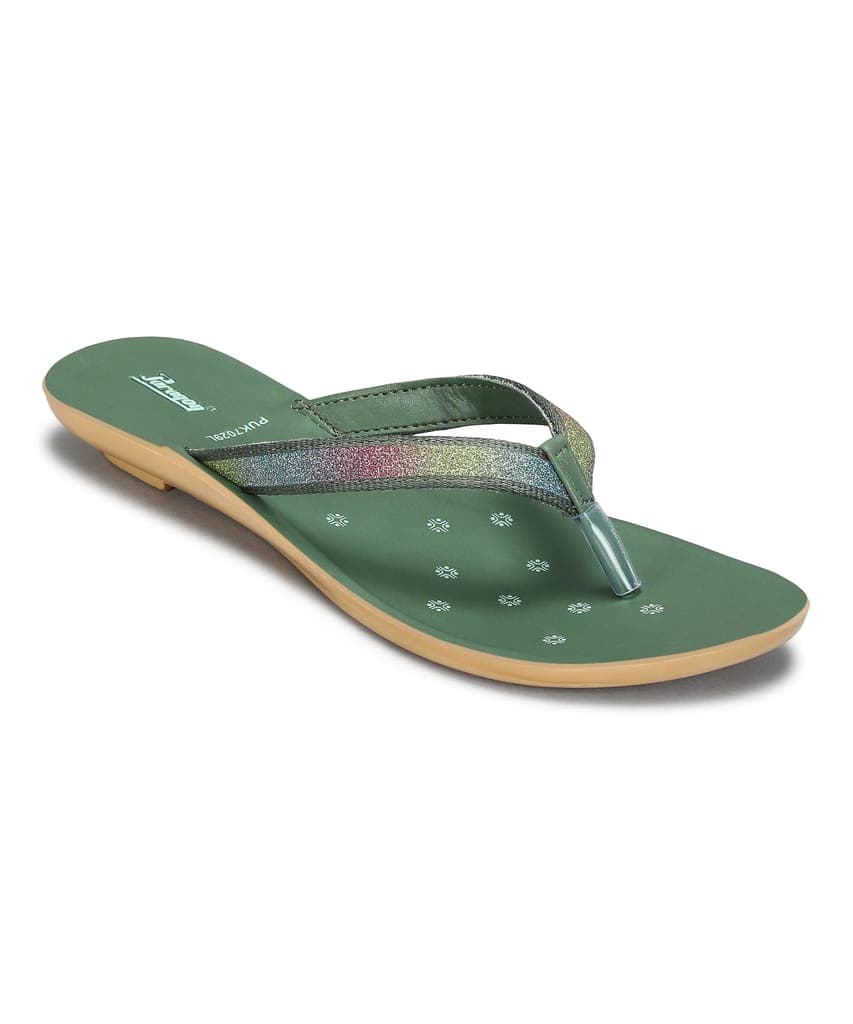 paragon-women's-slip-on-flat-green-sandals-|-durable-dailywear-sandals1