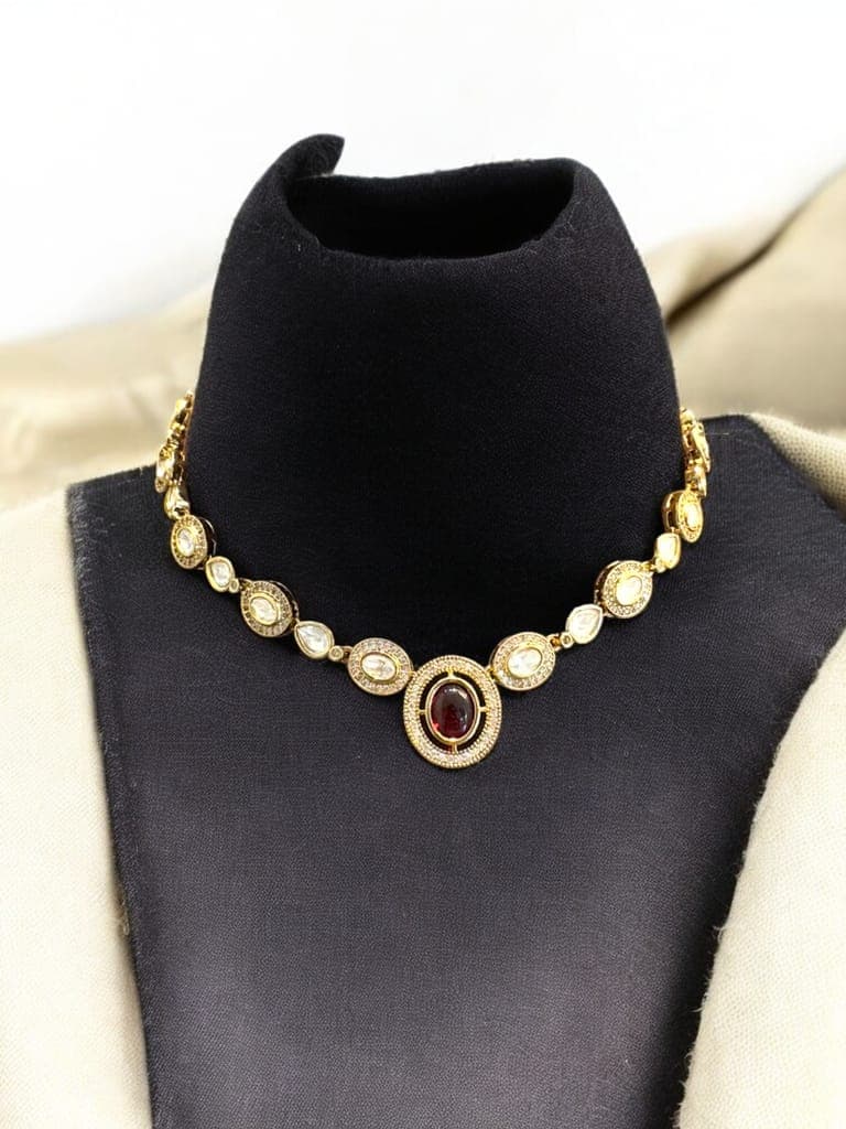 -gold-plated-kundan-and-polki-choker-necklace-set-with-red-stone1