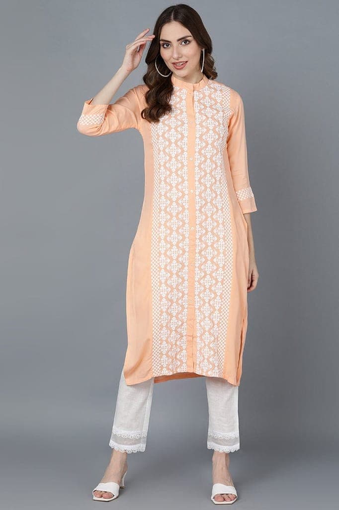 peach-poly-silk-thread-embroidered-straight-kurti-vek11171