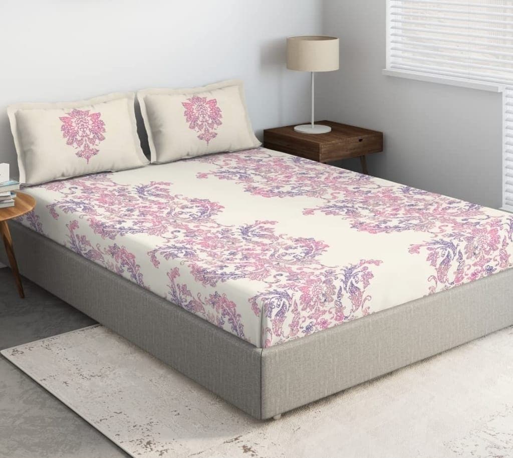 ddecor---prime-collection-100%-cotton-ethnic-pattern-136tc-king-bedsheet-|229-cm-x-274-cm|-with-2-pillow-covers---pink1
