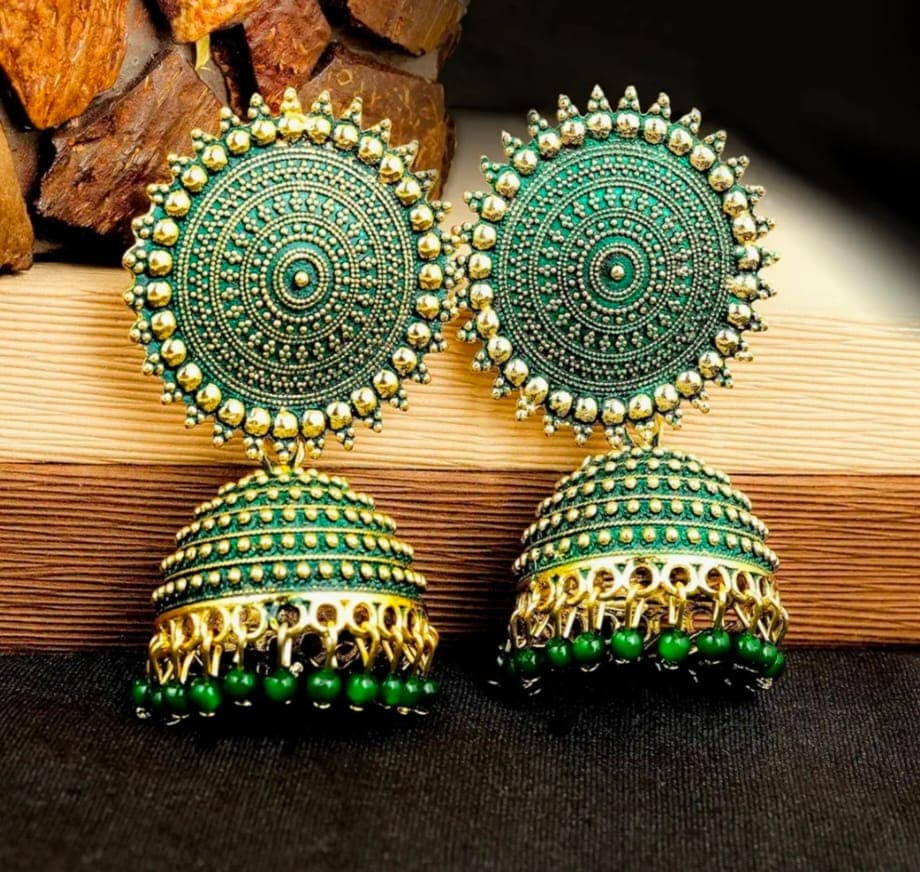 traditional-green-oxidized-gold-plated-jhumka-earrings1