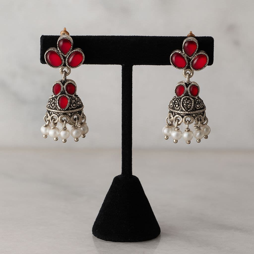 antique-silver-plated-oxidised-jhumka-earrings-with-red-stone-embellishments1