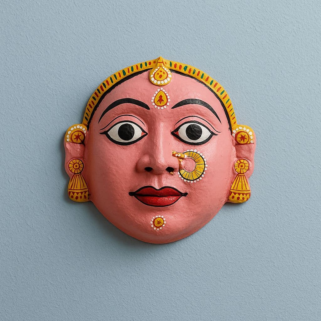 handcrafted-pink-indian-deity-clay-mask-for-wall-decor1