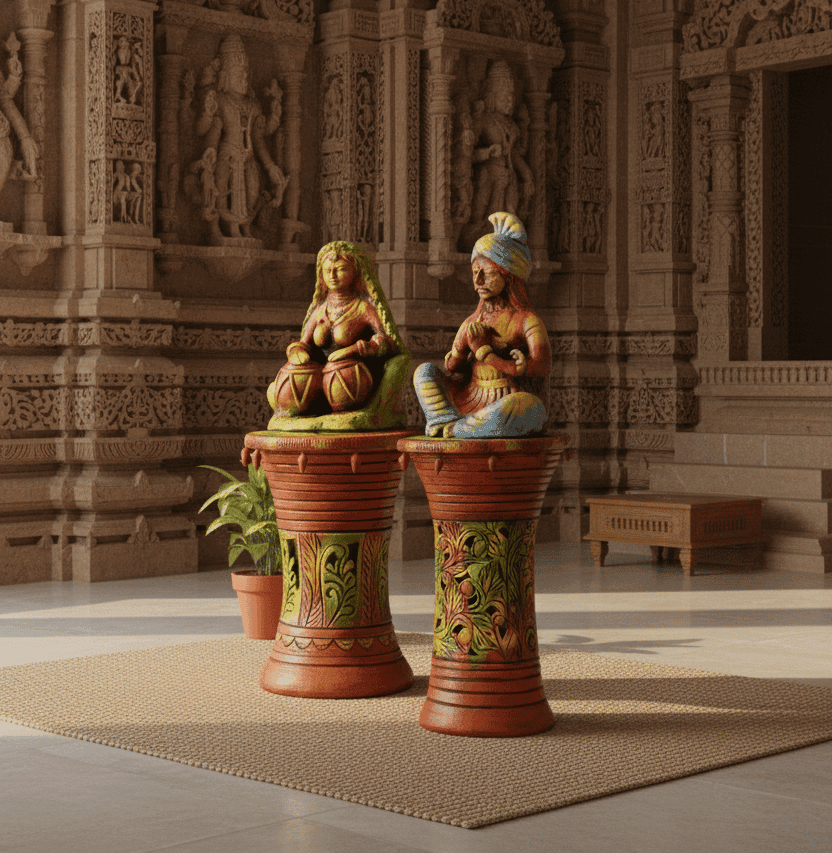 hand-painted-rajasthani-folk-artist-terracotta-pedestal-set-(pair-of-2)1