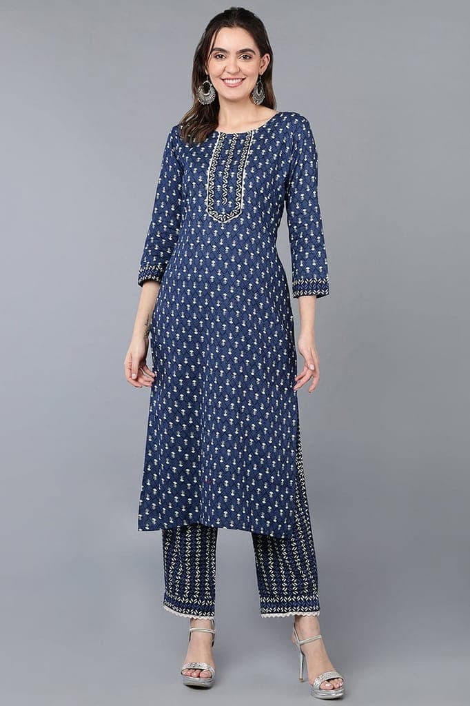 navy-blue-cotton-straight-kurta-set-vkset11791