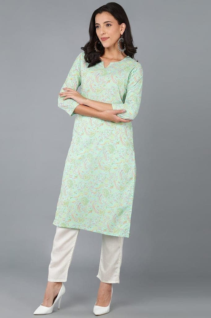 turquoise-blue-cotton-printed-kurta-vck85801