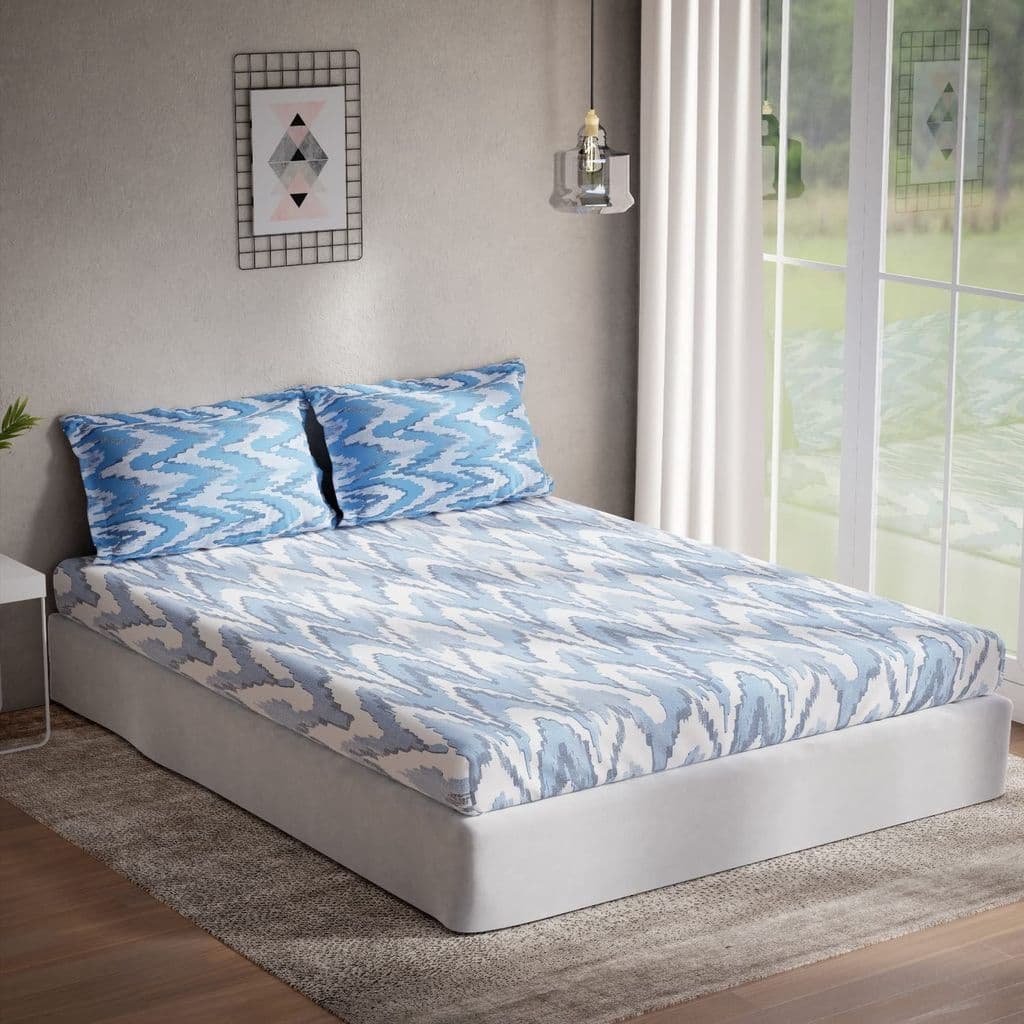 ddecor---alpha-collection-100%-cotton-abstract-pattern-144-tc-queen-bedsheet-|224-cm-x-254-cm|-with-2-pillow-covers---blue1