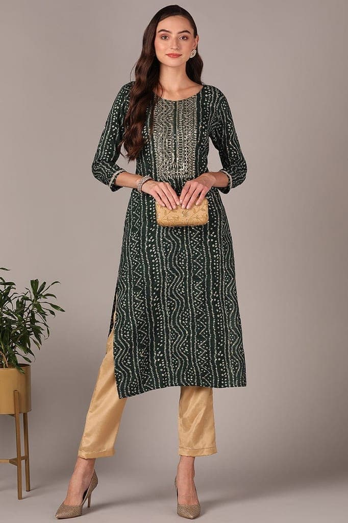 plus-size-green-viscose-rayon-bandhani-embroidered-straight-kurta-vck96211