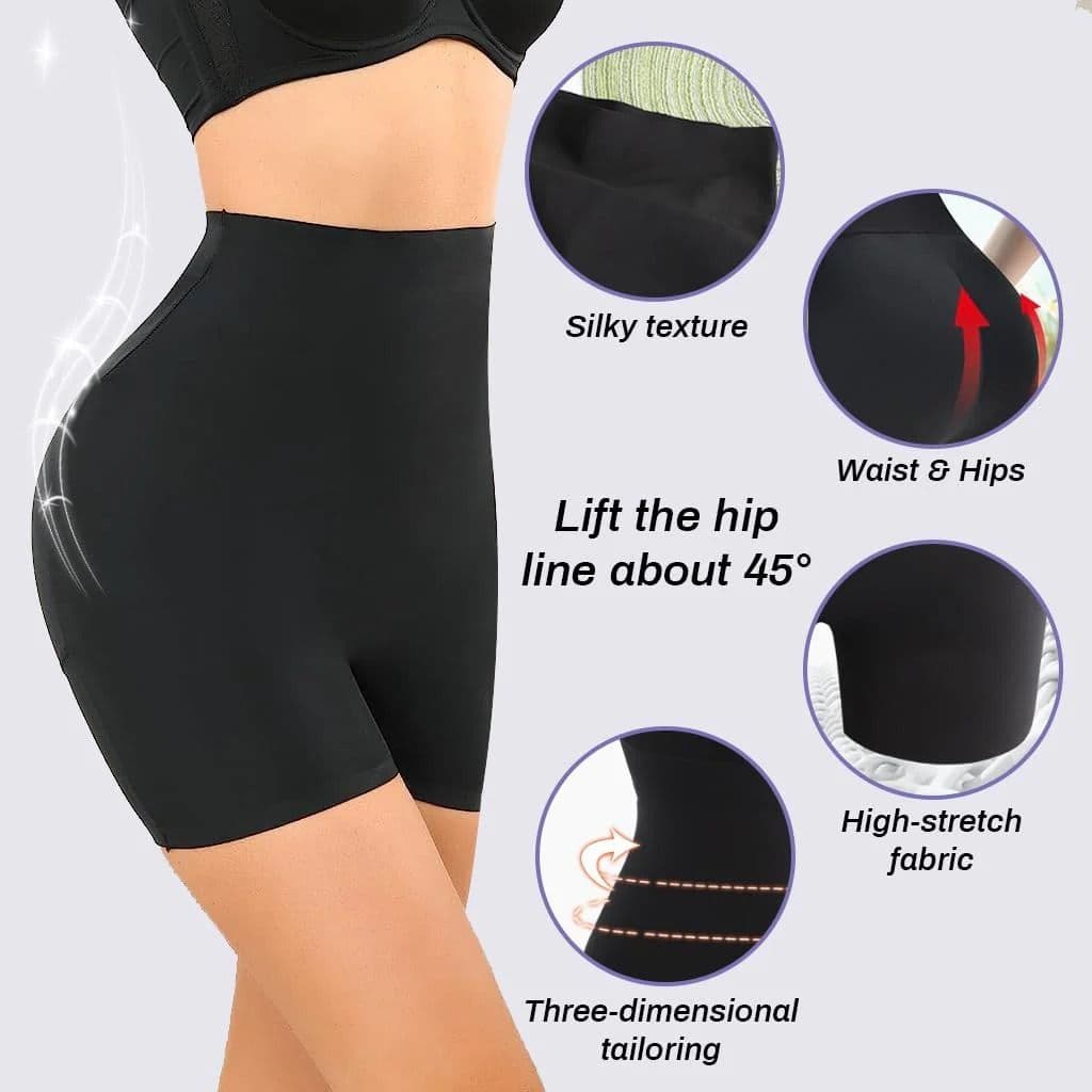 latest-trendy-high-waist-silky-texture-hip-lifting-shaper-shorts-|-women's-seamless-mid-thigh-butt-lifter-waist-trainer-tummy-control-high-waist-thigh-shaper-shorts-shape-wear,-beige-&-black1