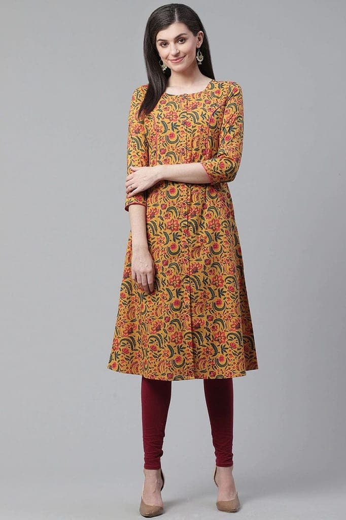 women-cotton-trendy-festive-wear-orange-printed-kurti-vck15291